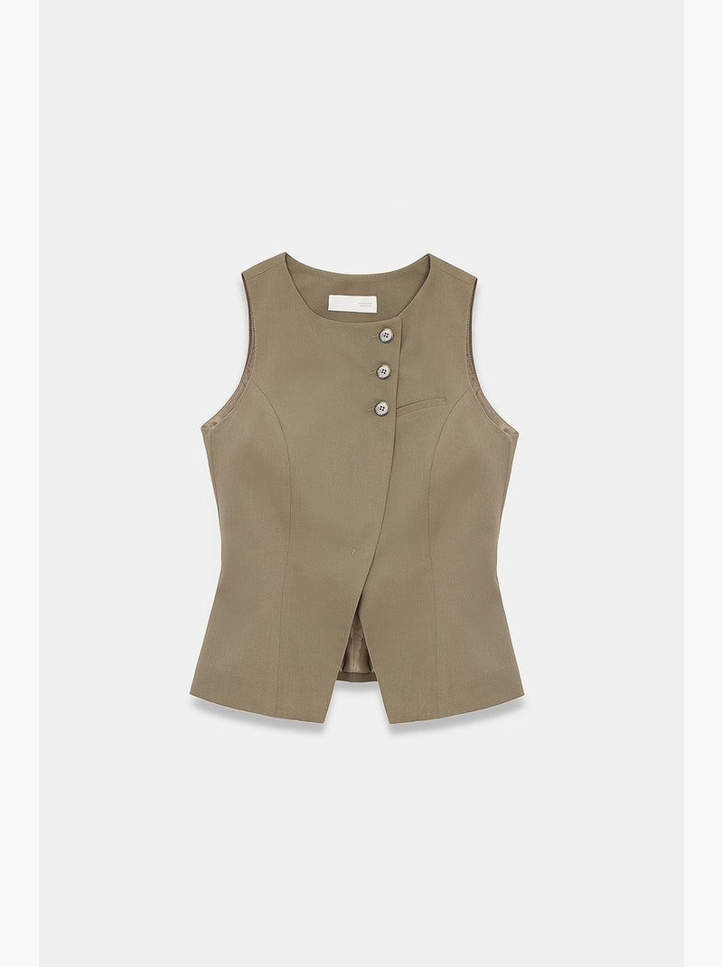Gilet tailleur ajusté dilvin Kaki - Kiabi