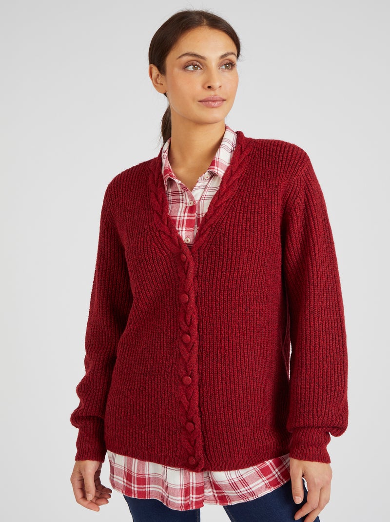 Gilet Thermolactyl maille perlée patte torsadée - Damart Bordeaux - Kiabi