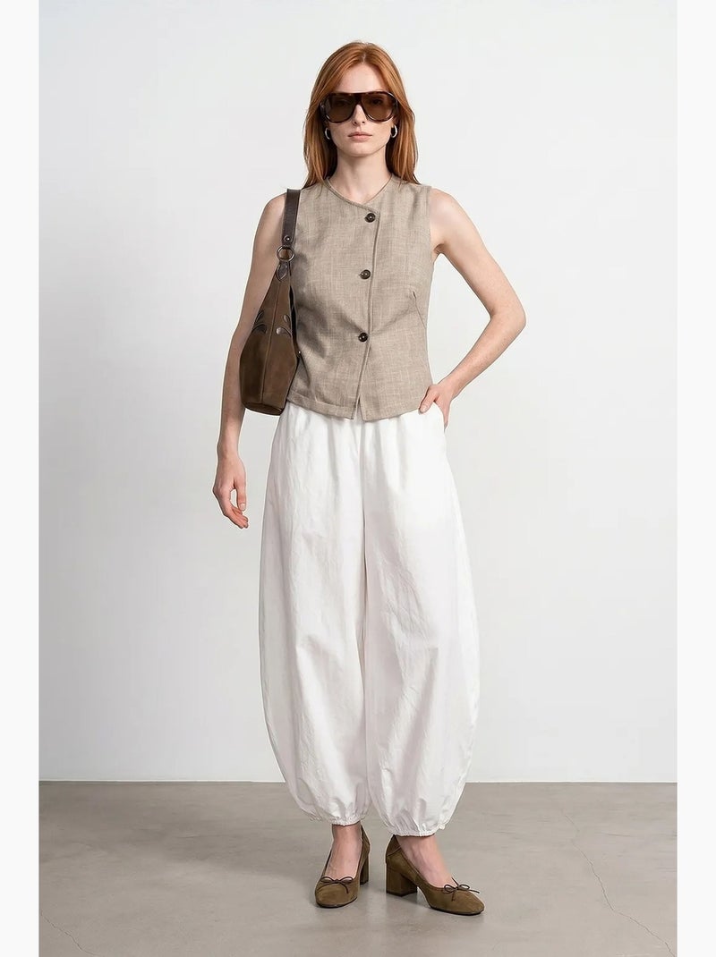 Gilet tissé cintré à boutons dilvin Beige naturel - Kiabi