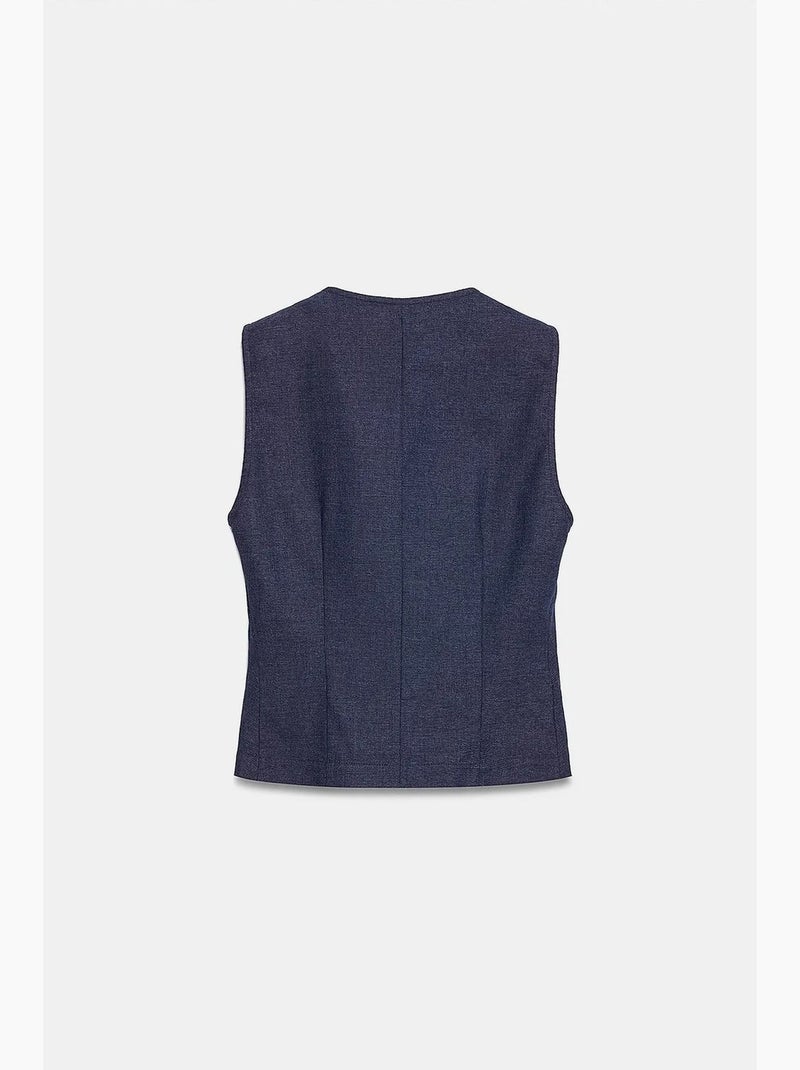 Gilet tissé cintré à boutons dilvin Bleu marine - Kiabi