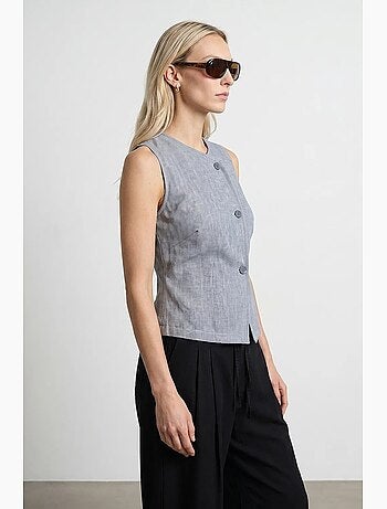 Gilet tissé cintré à boutons dilvin