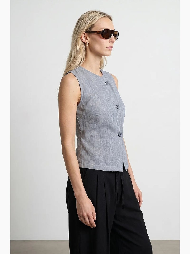 Gilet tissé cintré à boutons dilvin Bleu pastel - Kiabi