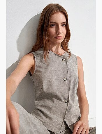 Gilet tissé cintré à boutons dilvin