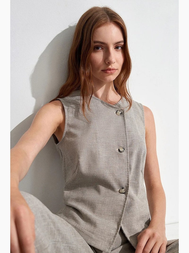 Gilet tissé cintré à boutons dilvin Gris clair - Kiabi