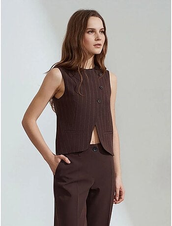 Gilet tissé rayé à boutons dilvin