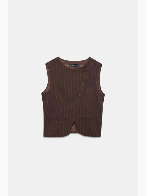 Gilet tissé rayé à boutons dilvin - Kiabi Gilet tissé rayé à boutons dilvin - Kiabi
