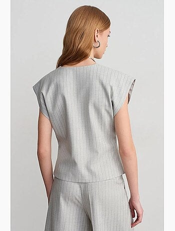 Gilet tissé rayé à col v dilvin