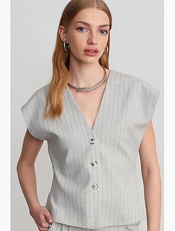 Gilet tissé rayé à col v dilvin