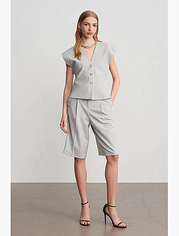 Gilet tissé rayé à col v dilvin
