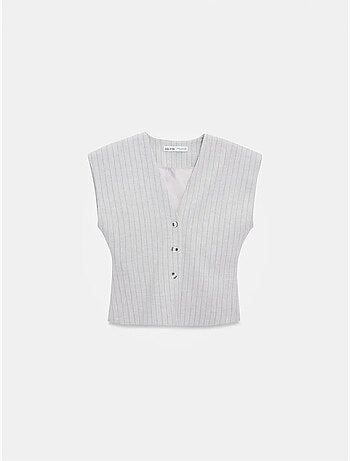 Gilet Tissé Rayé À Col V