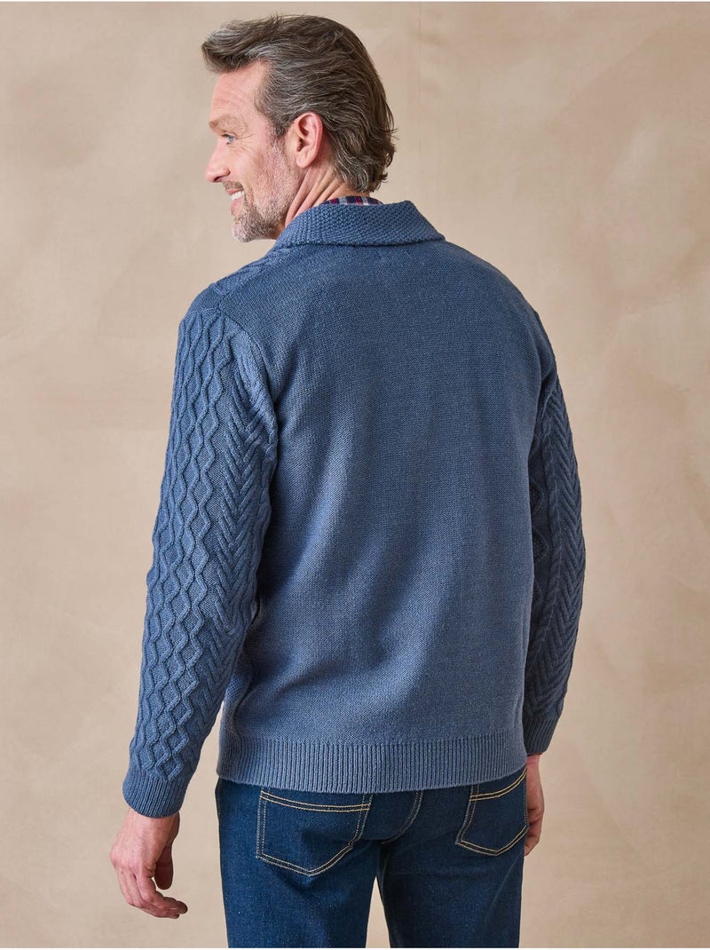 Gilet torsadé avec laine - DAXON Bleu - Kiabi