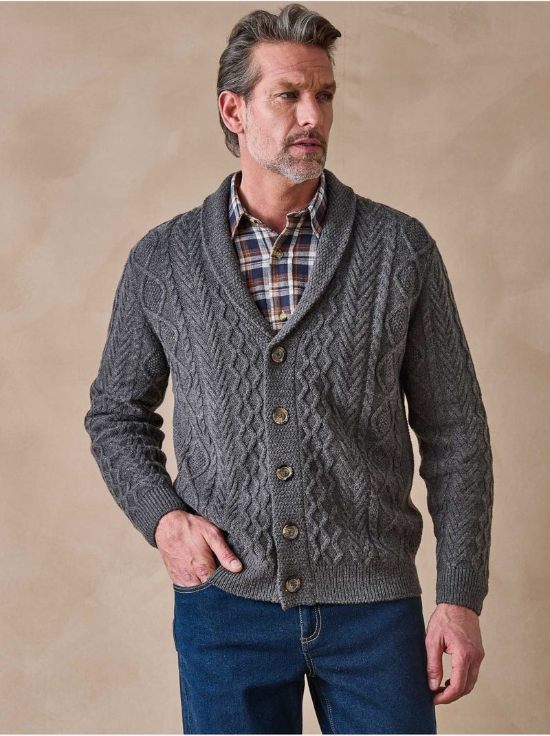 Gilet torsadé avec laine - DAXON Gris - Kiabi