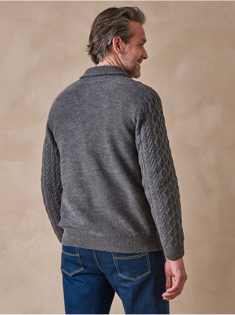 Gilet torsadé avec laine - DAXON Gris - Kiabi