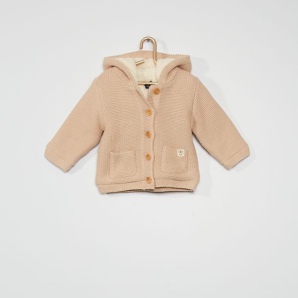 Gilet Tricot A Capuche Bebe Fille Beige Kiabi 18 00
