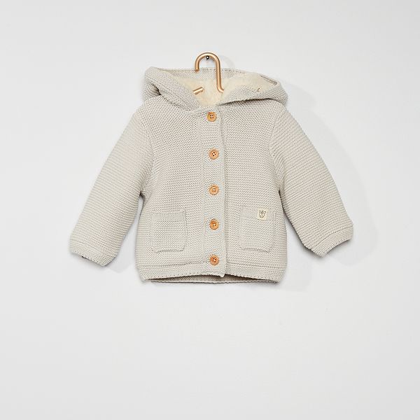 Gilet Tricot A Capuche Bebe Fille Gris Kiabi 18 00