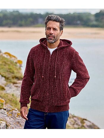Gilet Tricot à Capuche Maille Chenille - ATLAS FOR MEN