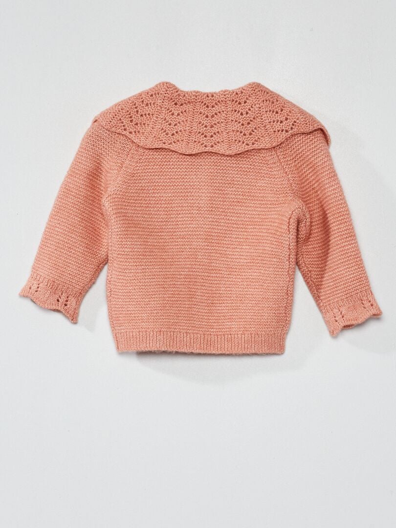 Gilet tricot avec large encolure Pêche - Kiabi