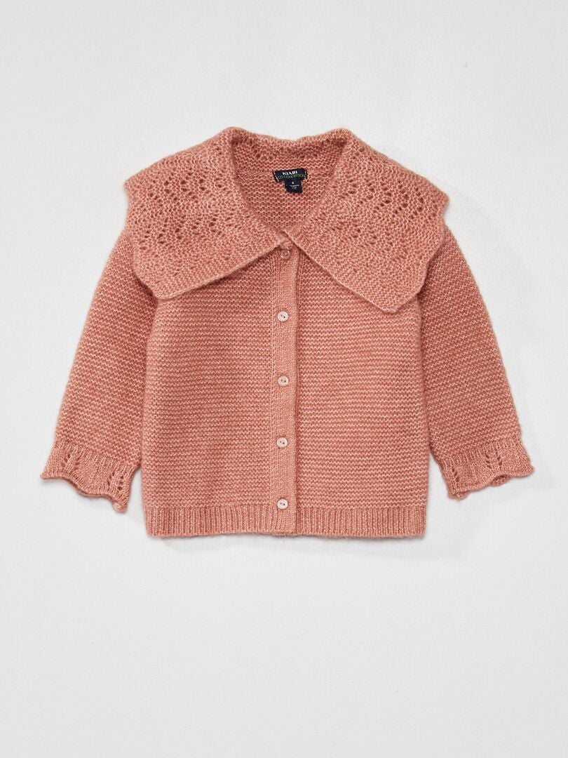 Gilet tricot avec large encolure Rose - Kiabi