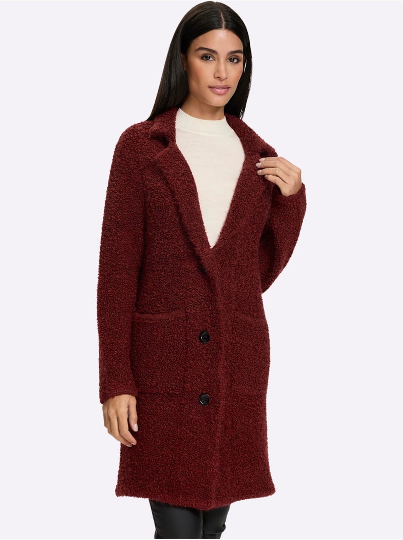 Gilet tricot bouclé - taille standard - helline Rouge foncé - Kiabi