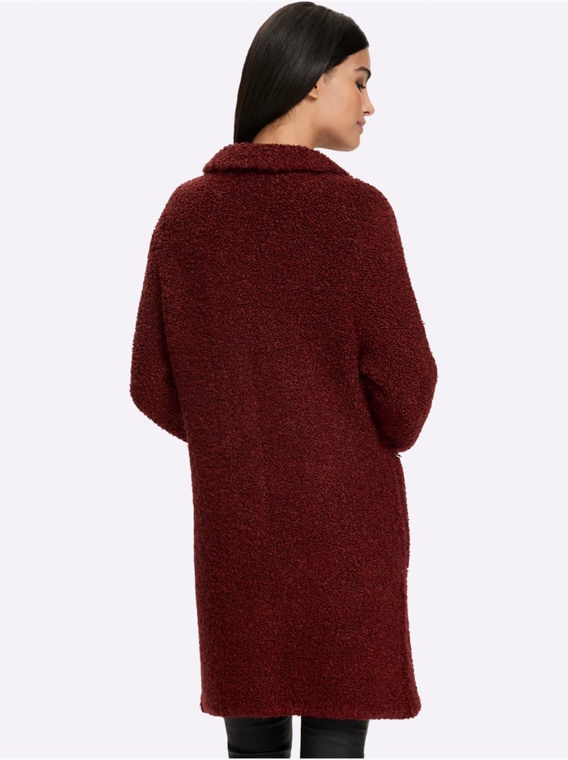 Gilet tricot bouclé - taille standard - helline Rouge foncé - Kiabi