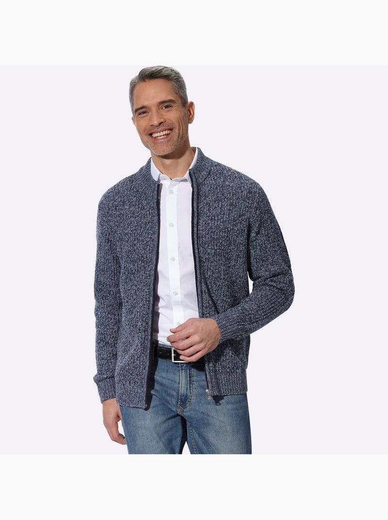 Gilet tricot chiné - taille standard - moda vilona Bleu marine - Kiabi