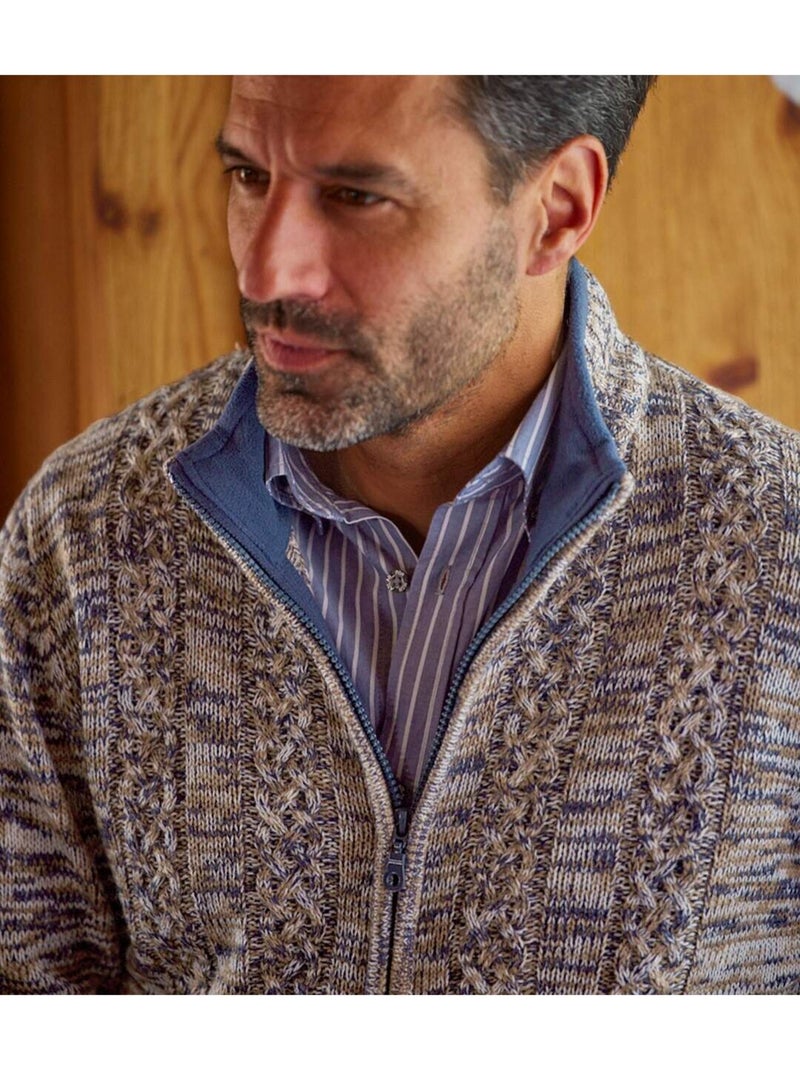 Gilet Tricot Chiné Casual   - ATLAS FOR MEN Bleu Marron - Kiabi