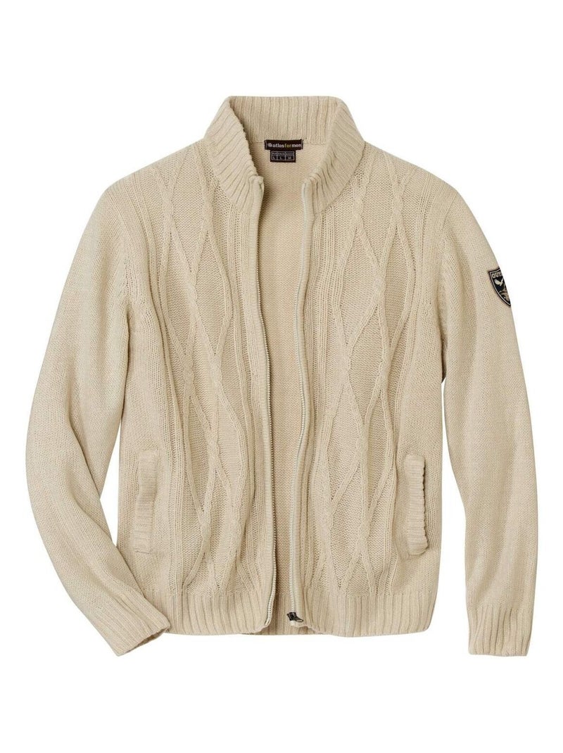 Gilet Tricot Chiné Outdoor   - ATLAS FOR MEN Beige - Kiabi