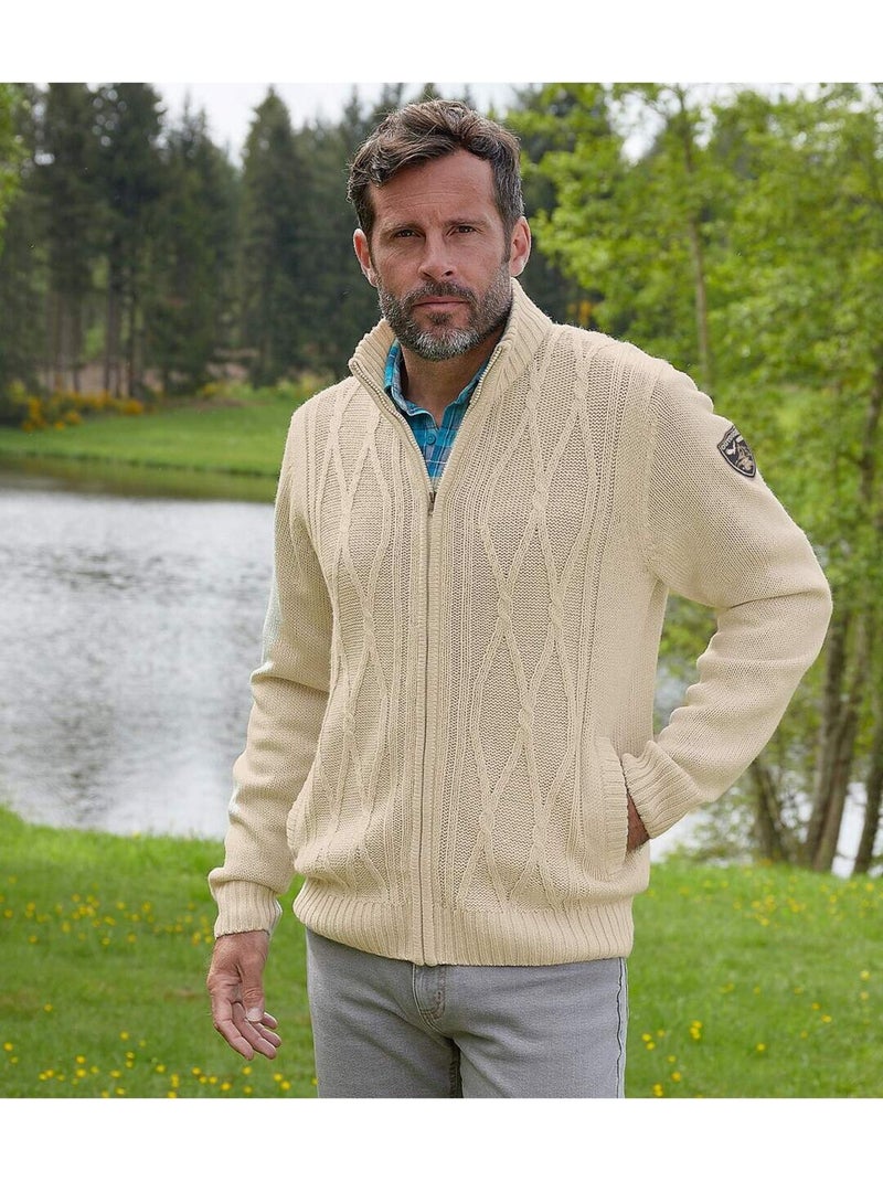 Gilet Tricot Chiné Outdoor   - ATLAS FOR MEN Beige - Kiabi