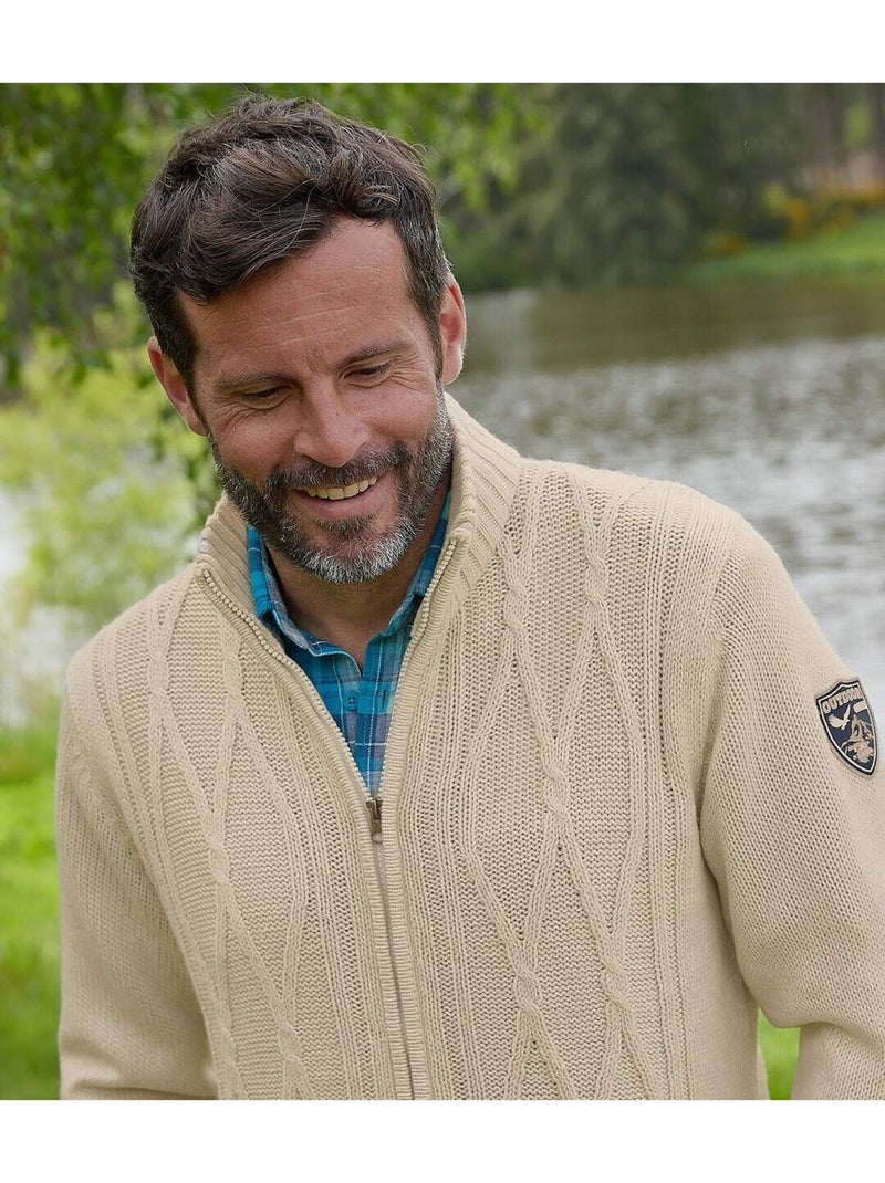 Gilet Tricot Chiné Outdoor   - ATLAS FOR MEN Beige - Kiabi
