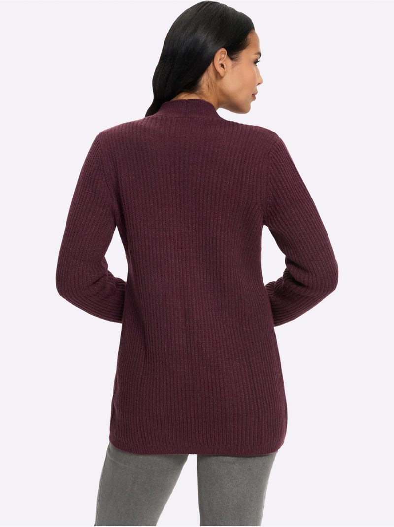 Gilet tricot côtelé moderne - taille standard - moda vilona Noir Bordeaux - Kiabi