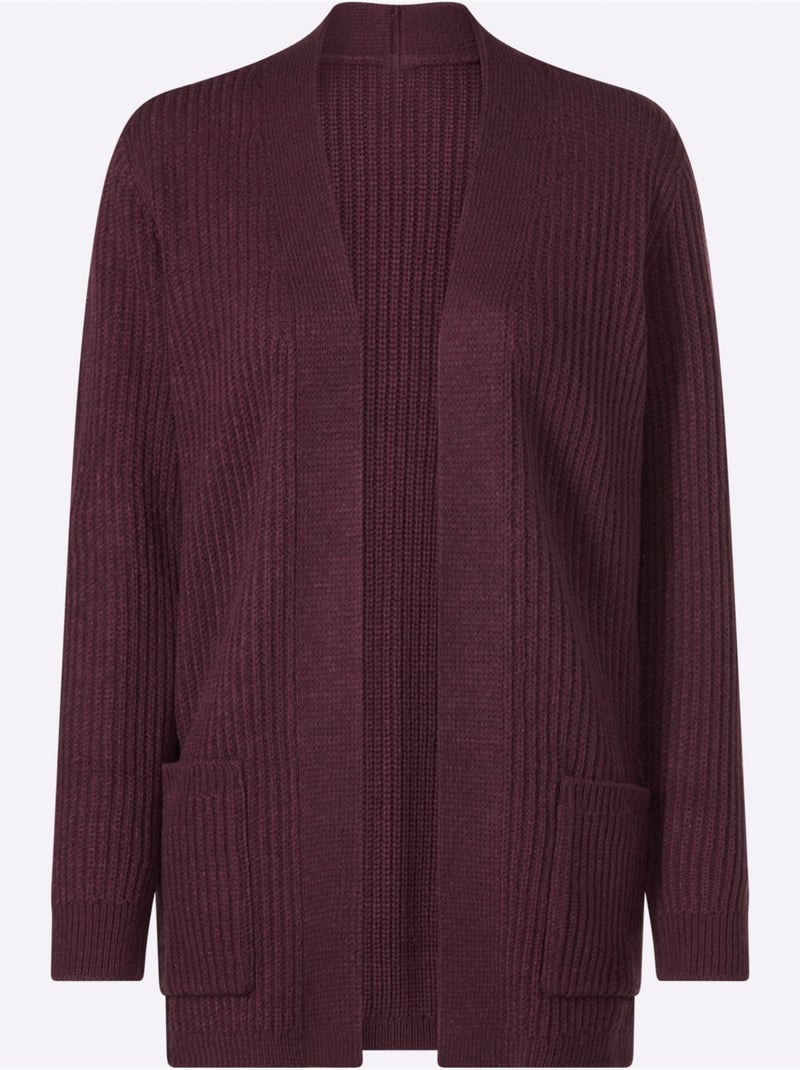 Gilet tricot côtelé moderne - taille standard - moda vilona Noir Bordeaux - Kiabi