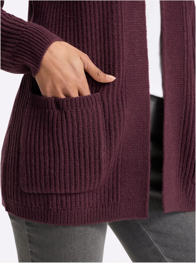 Gilet tricot côtelé moderne - taille standard - moda vilona Noir Bordeaux - Kiabi