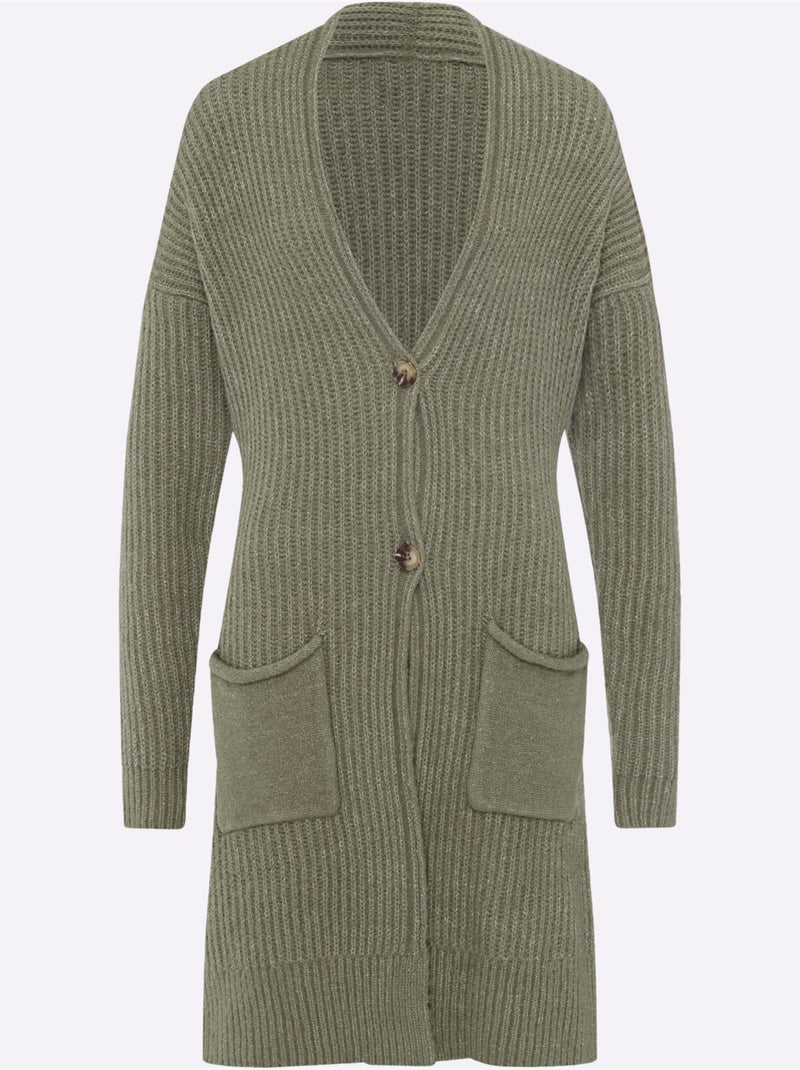 Gilet Tricot Doux - Taille Standard - Helline Kaki - Kiabi