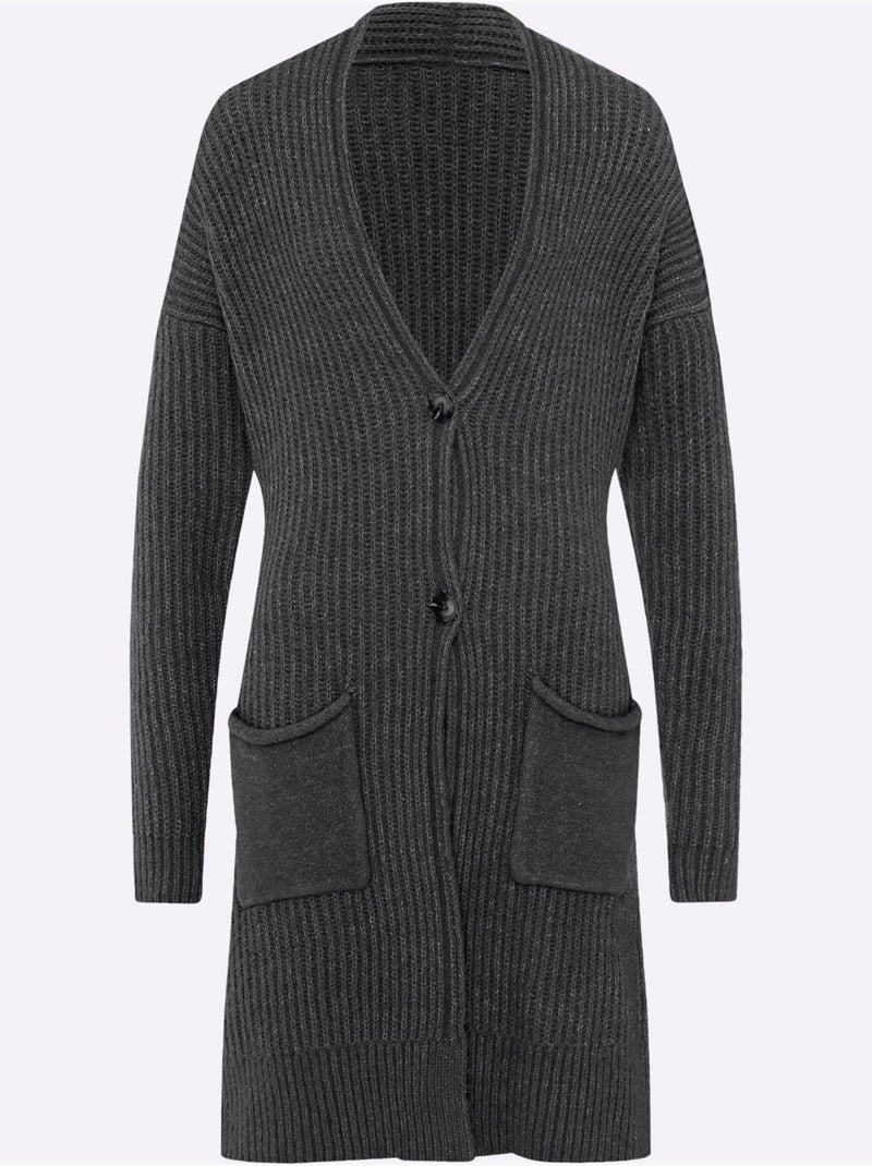 Gilet Tricot Doux - Taille Standard - Helline Noir - Kiabi