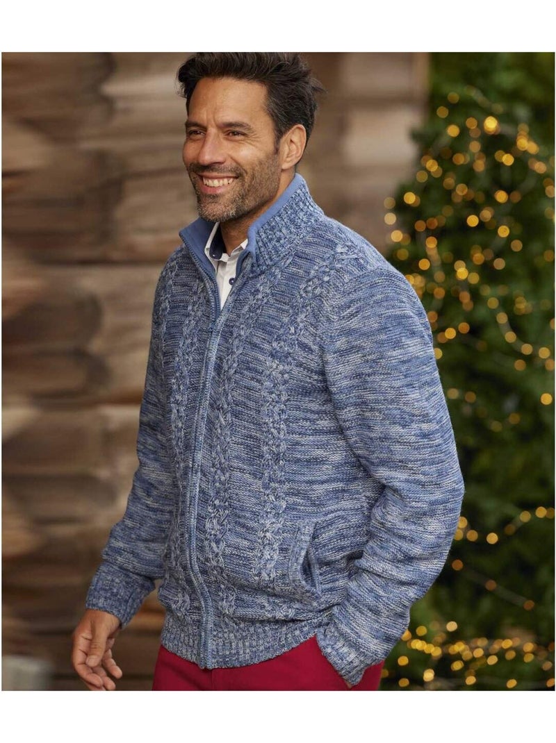 Gilet tricot mouliné casual   - atlas for men Bleu - Kiabi