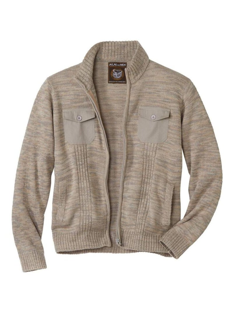 Gilet Tricot Multipoches  - ATLAS FOR MEN Beige - Kiabi