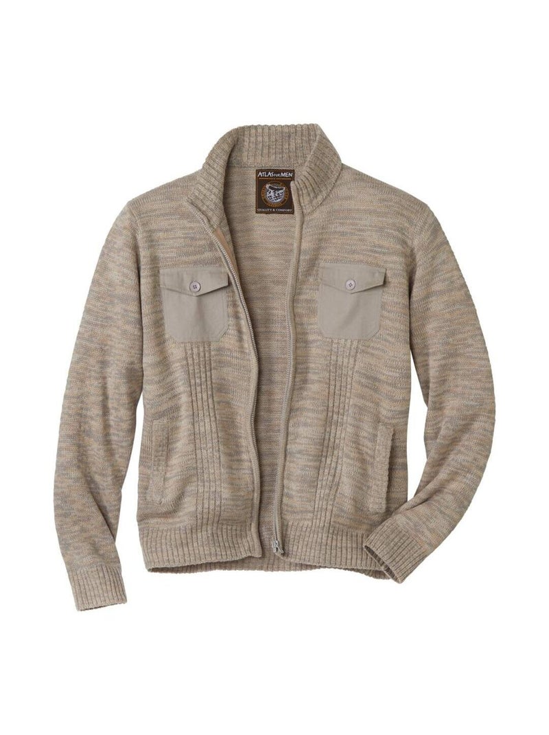 Gilet Tricot Multipoches  - ATLAS FOR MEN Beige - Kiabi