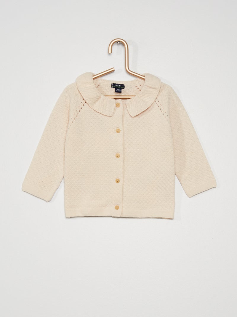 Gilet tricot nid d'abeille blanc - Kiabi