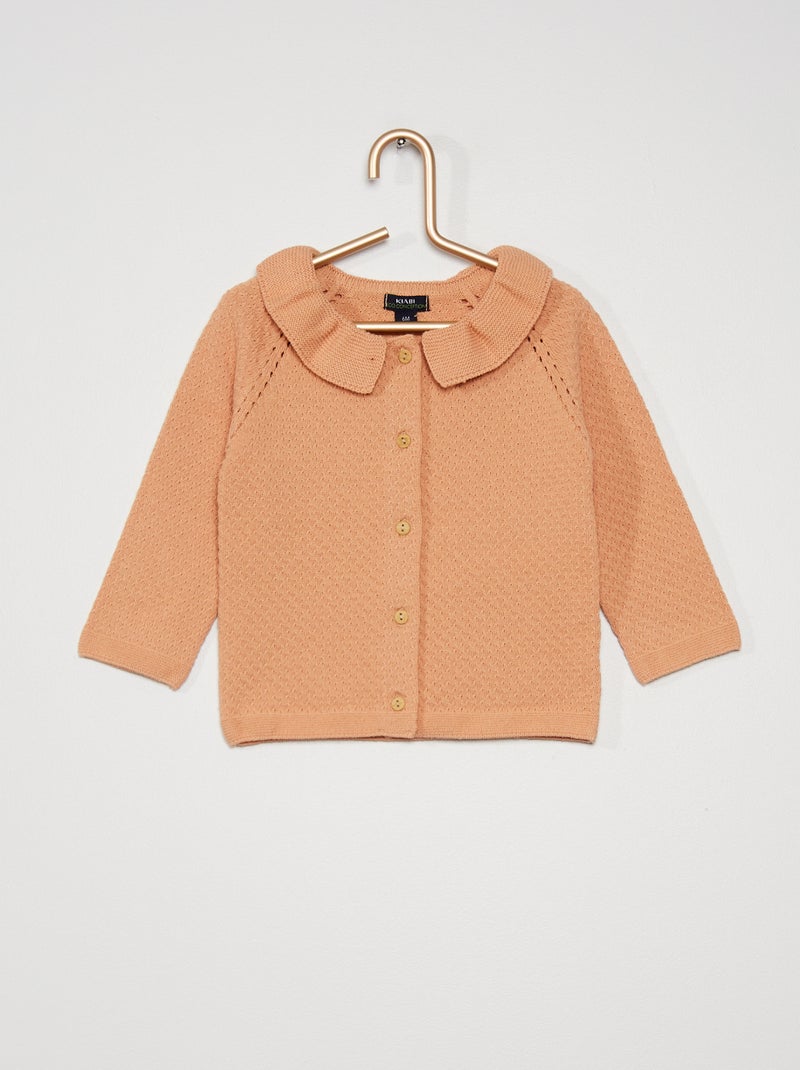 Gilet tricot nid d'abeille corail - Kiabi