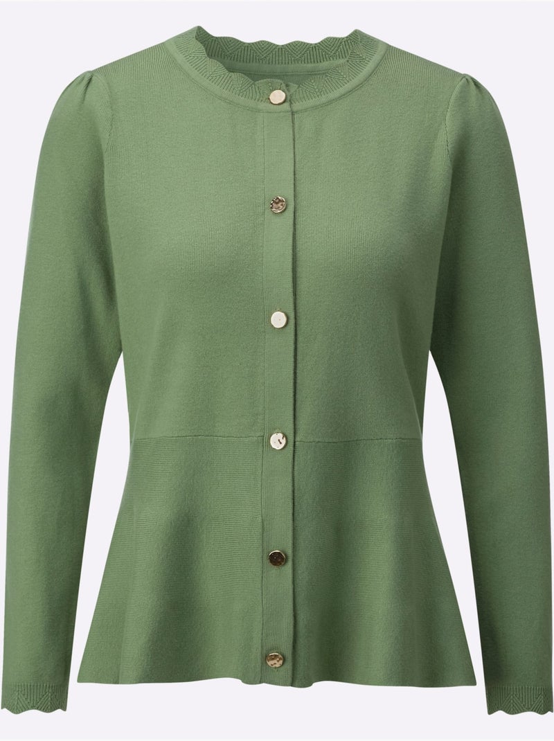 Gilet Tricot Soigné - Taille Standard - Helline Vert eucalyptus - Kiabi
