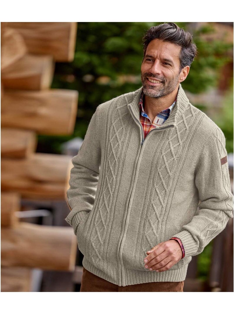 Gilet Tricot Torsadé - ATLAS FOR MEN Beige - Kiabi
