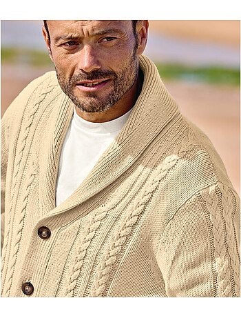 Gilet Tricot Torsadé Col Châle - ATLAS FOR MEN