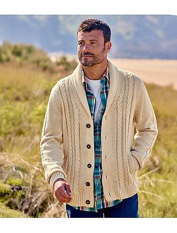 Gilet Tricot Torsadé Col Châle - ATLAS FOR MEN