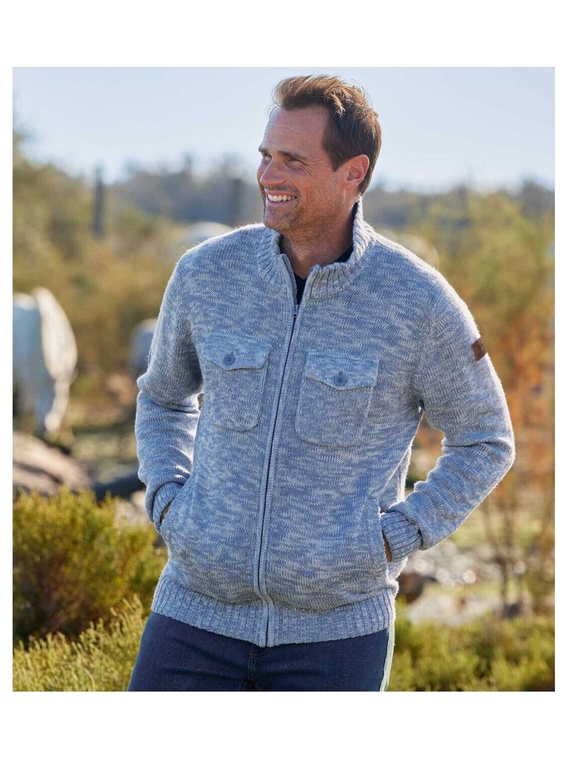 Gilet Tricot Zippe - ATLAS FOR MEN Bleu - Kiabi