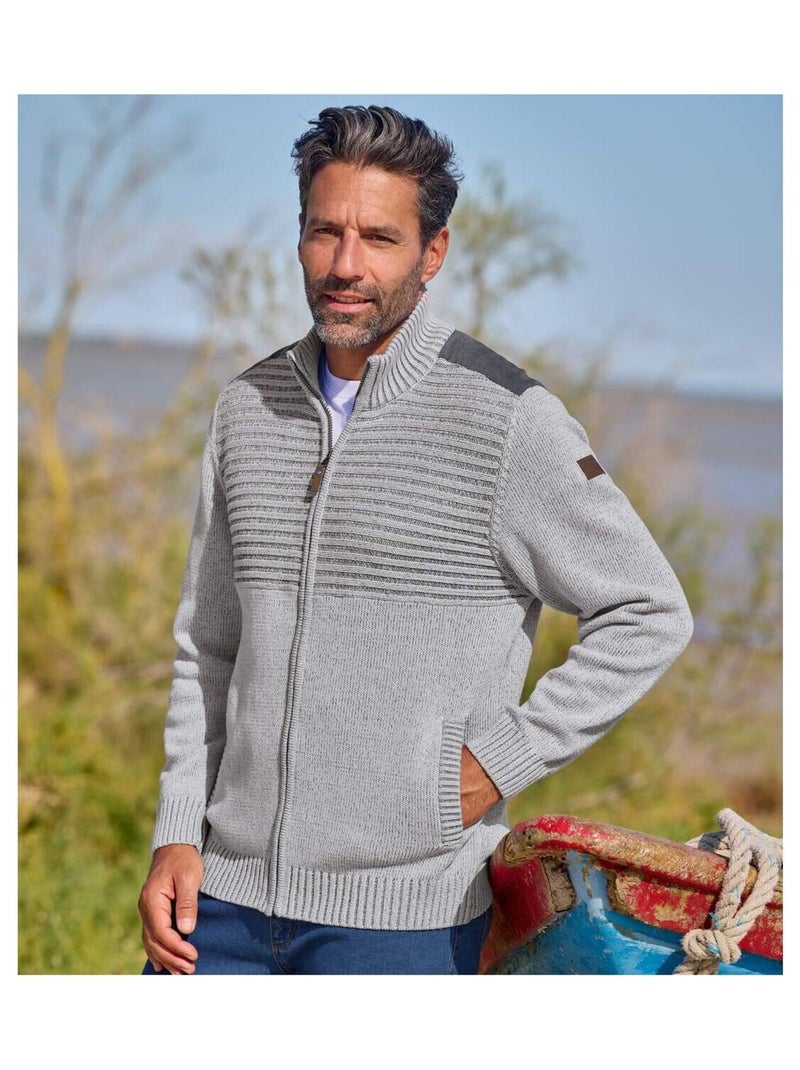 Gilet Tricot Zippé Atlas(R)   - ATLAS FOR MEN Gris - Kiabi