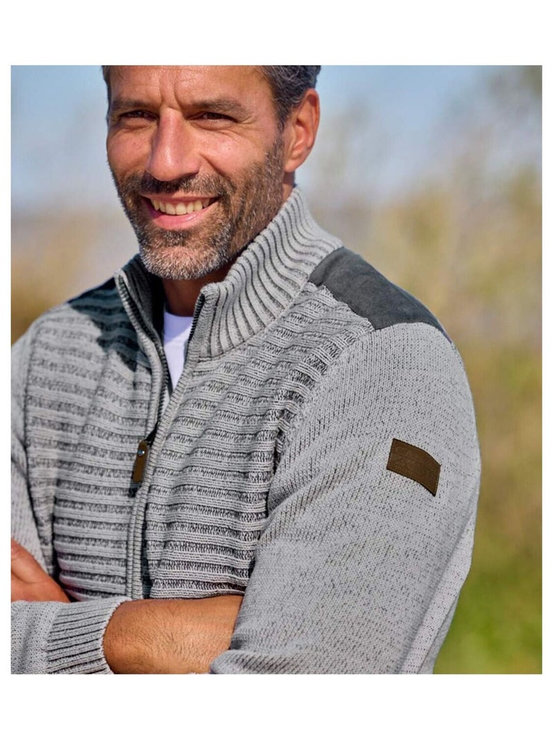 Gilet Tricot Zippé Atlas(R)   - ATLAS FOR MEN Gris - Kiabi