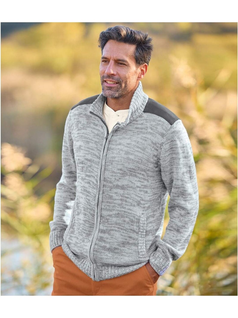 Gilet Tricot Zippé Casual-Chic   - ATLAS FOR MEN Gris - Kiabi