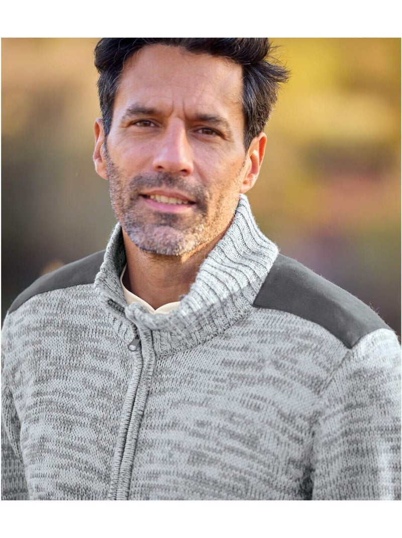 Gilet Tricot Zippé Casual-Chic   - ATLAS FOR MEN Gris - Kiabi