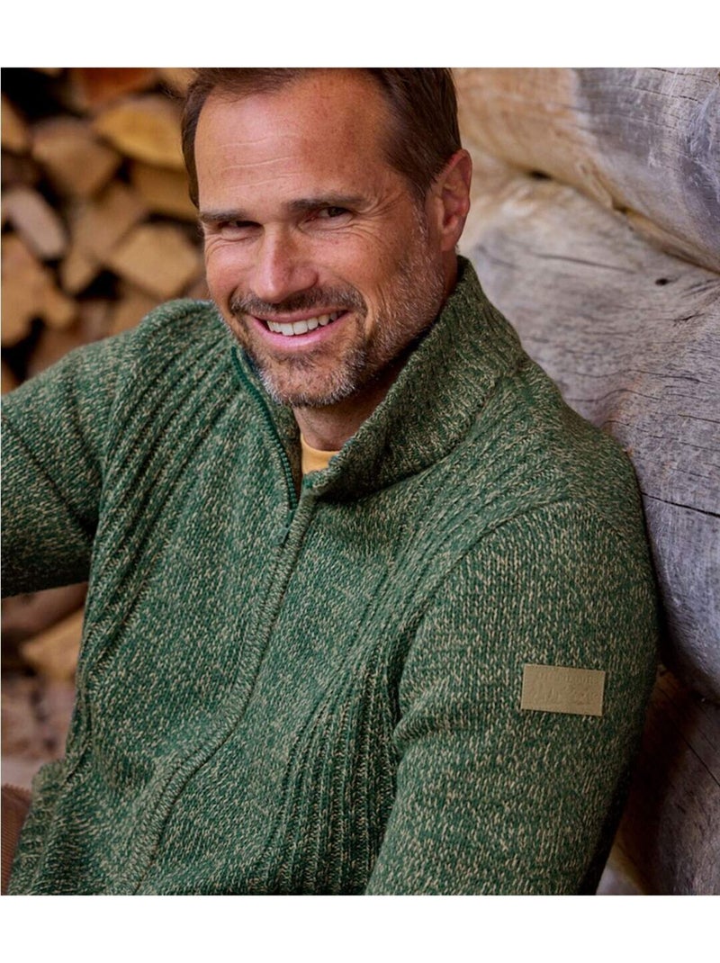 Gilet Tricot Zippé Forest   - ATLAS FOR MEN Vert - Kiabi