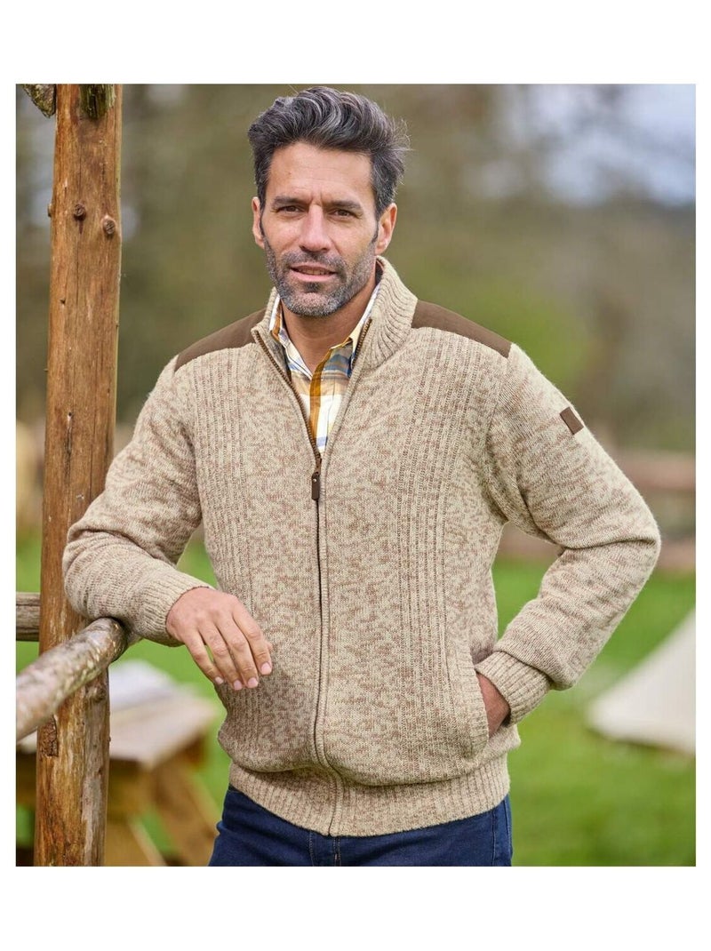 Gilet Tricot Zippé West Legend   - ATLAS FOR MEN Beige - Kiabi